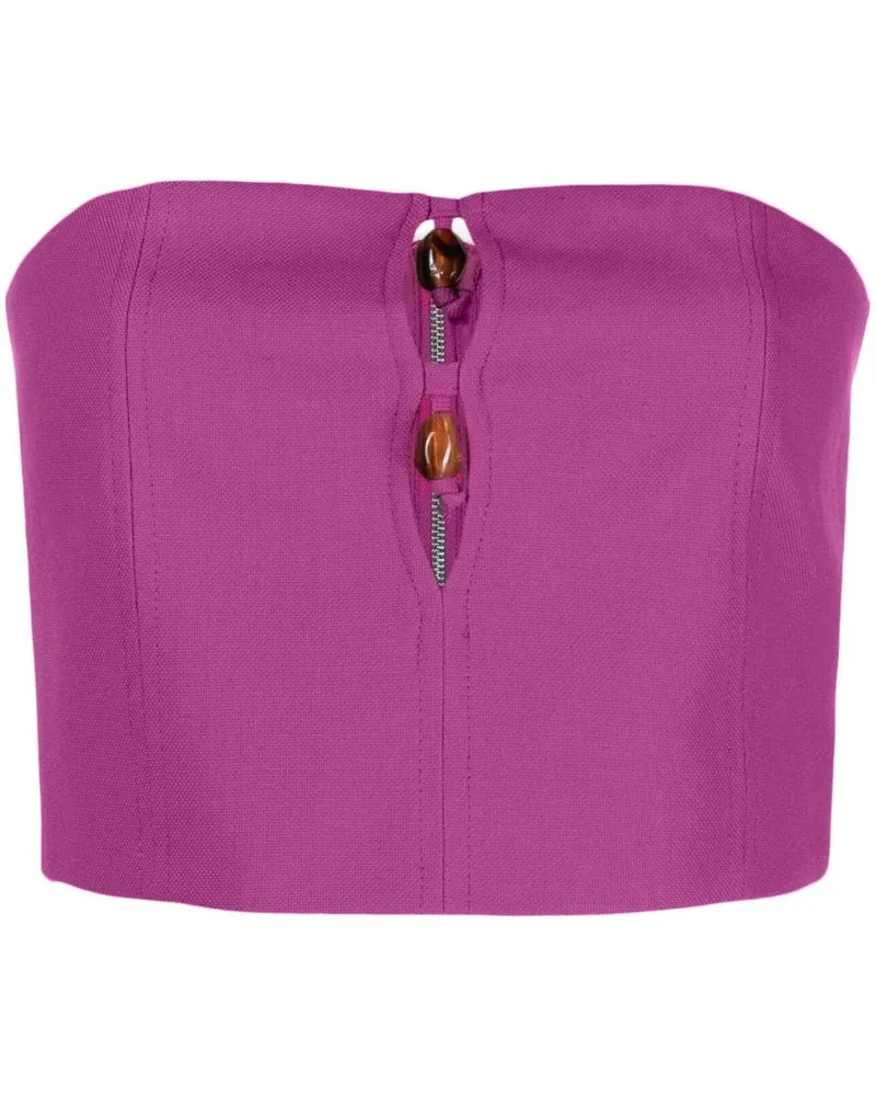Ganni Cropped-Oberteil mit Perlen - Violett Violett