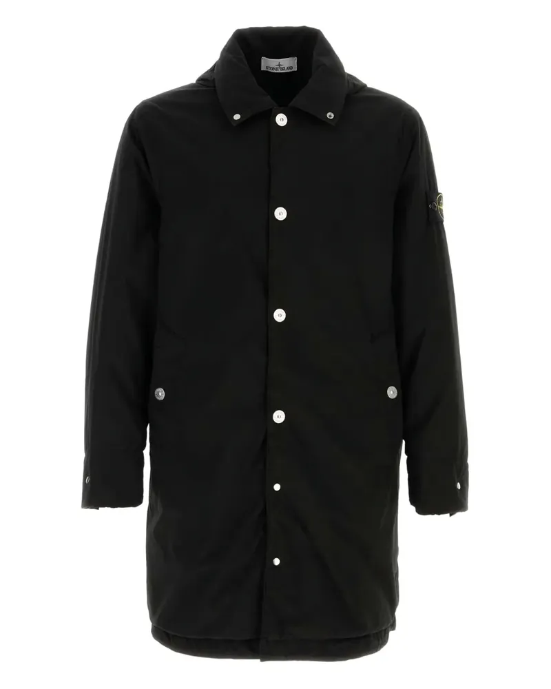Stone Island Wattierter Mantel mit Druckknopf - Schwarz Schwarz
