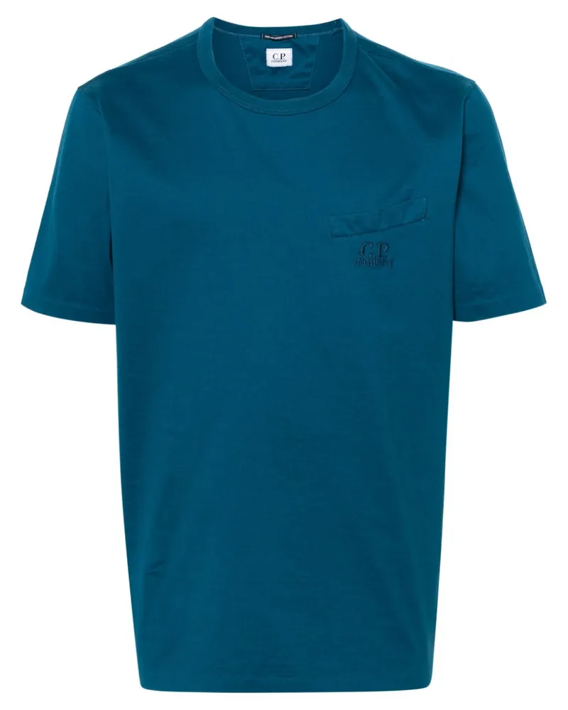 C.P. Company T-Shirt mit Logo-Stickerei - Blau Blau