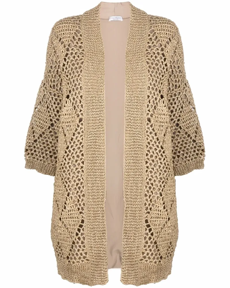 Brunello Cucinelli Cardigan mit Lochstrickmuster - Braun Braun