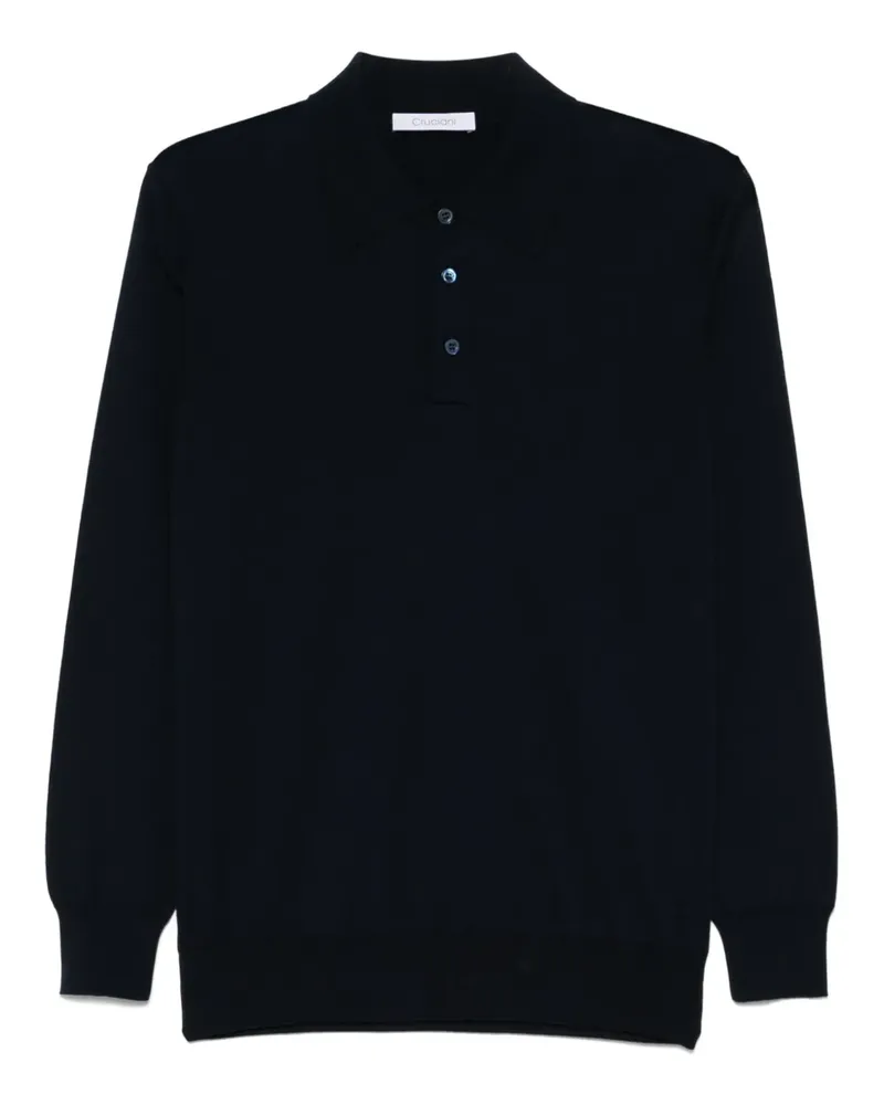 Cruciani Fein geripptes Poloshirt - Blau Blau