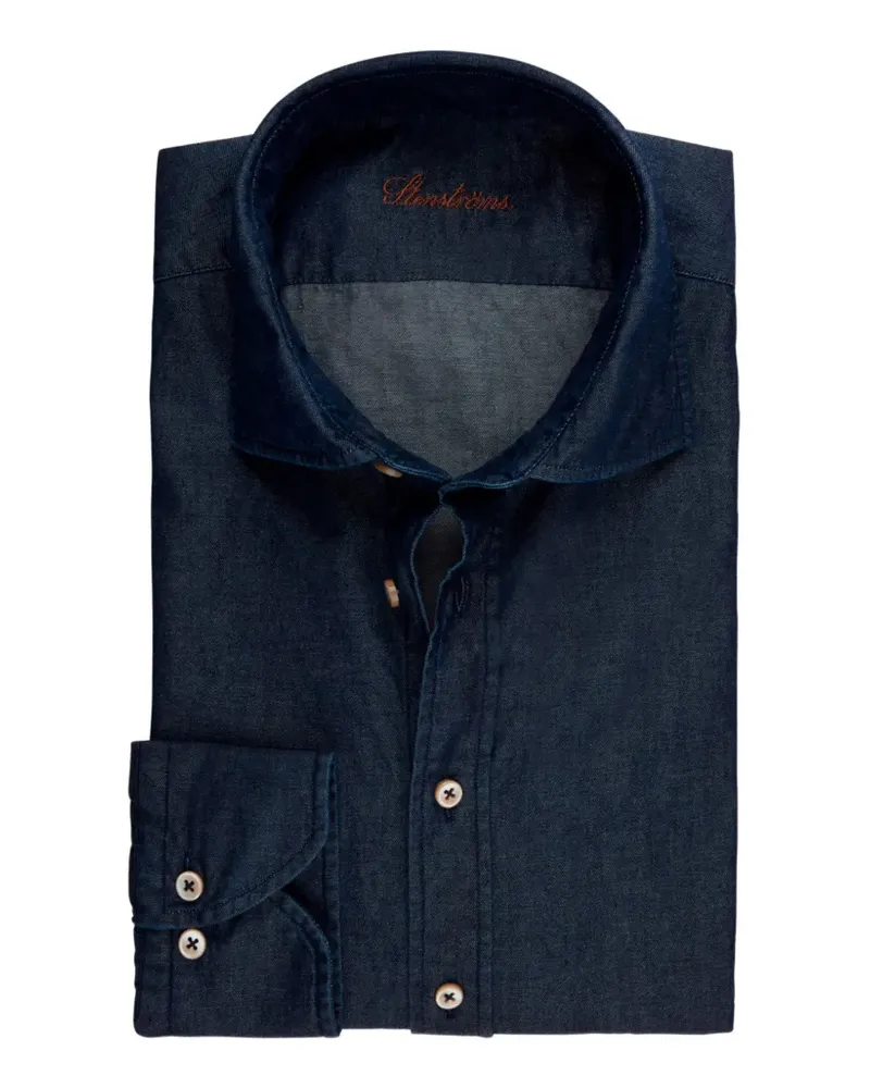 Stenströms Jeanshemd mit Eton-Kragen - Blau Blau