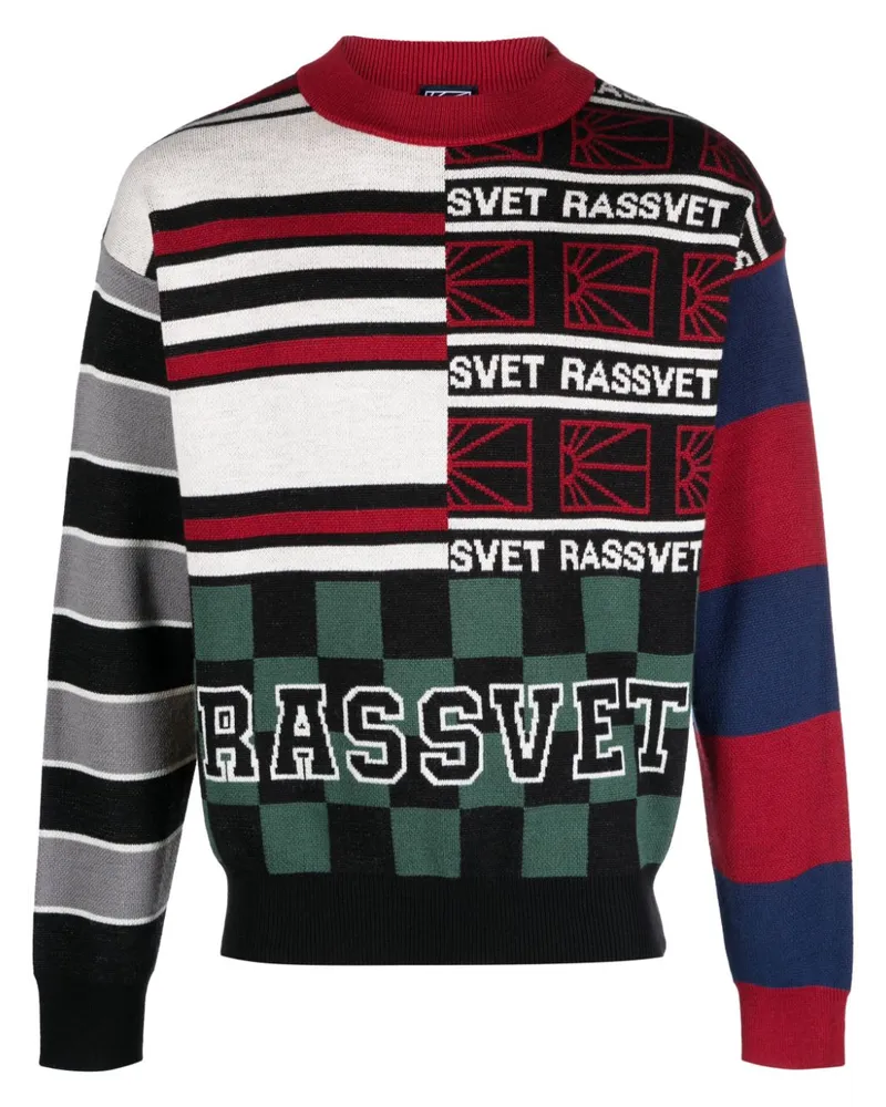 PACCBET RASSVET Gestrickter Intarsien-Pullover Schwarz