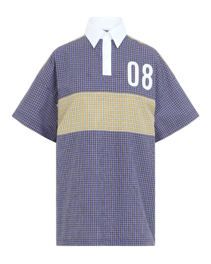 Moschino check-pattern logo-print polo shirt - Blau Blau