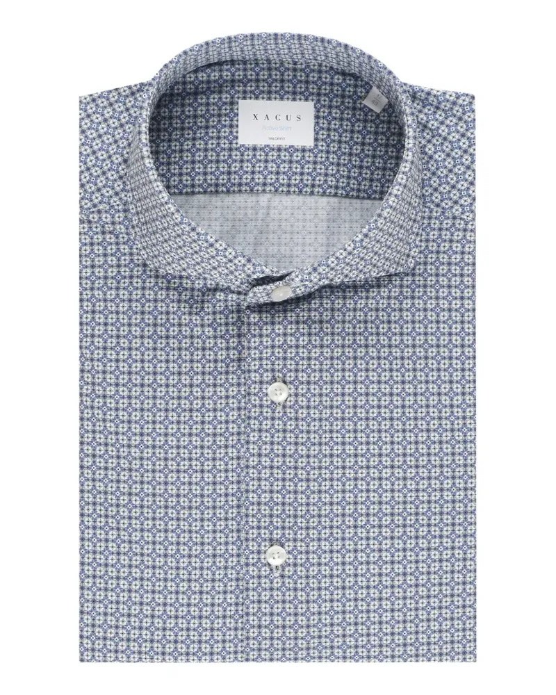 XACUS Active Shirt floral-print shirt - Blau Blau