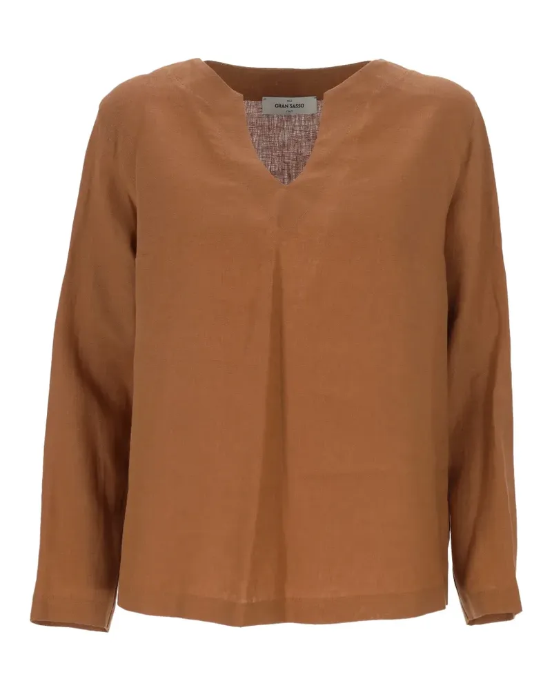 Gran Sasso V-neck long-sleeve blouse - Braun Braun