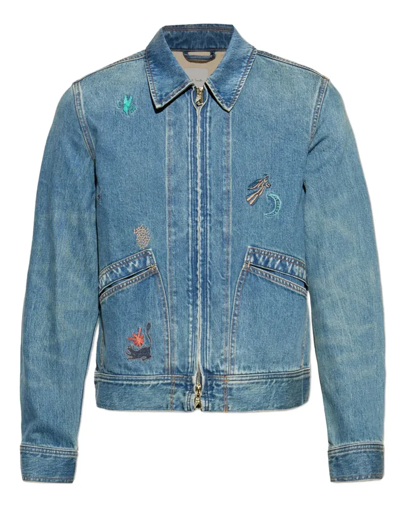 Paul Smith Bestickte Jeansjacke - Blau Blau