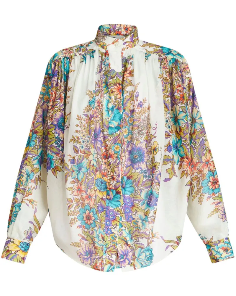 Etro Bluse mit Blumen-Print - Weiß Weiß