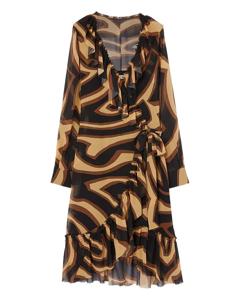 Emilio Pucci Gerüschtes Kleid mit Labirinto-Print - Nude Nude