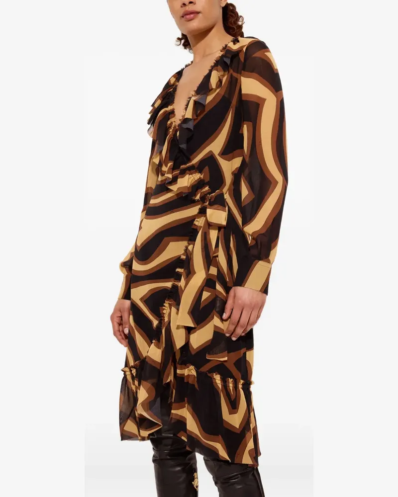 Emilio Pucci Gerüschtes Kleid mit Labirinto-Print - Nude Nude