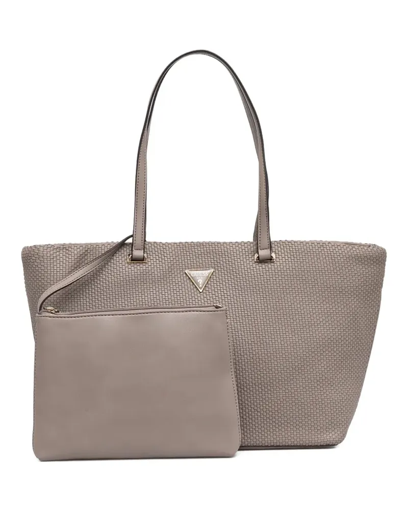 Guess Schultertasche mit Logo-Schild - Nude Nude