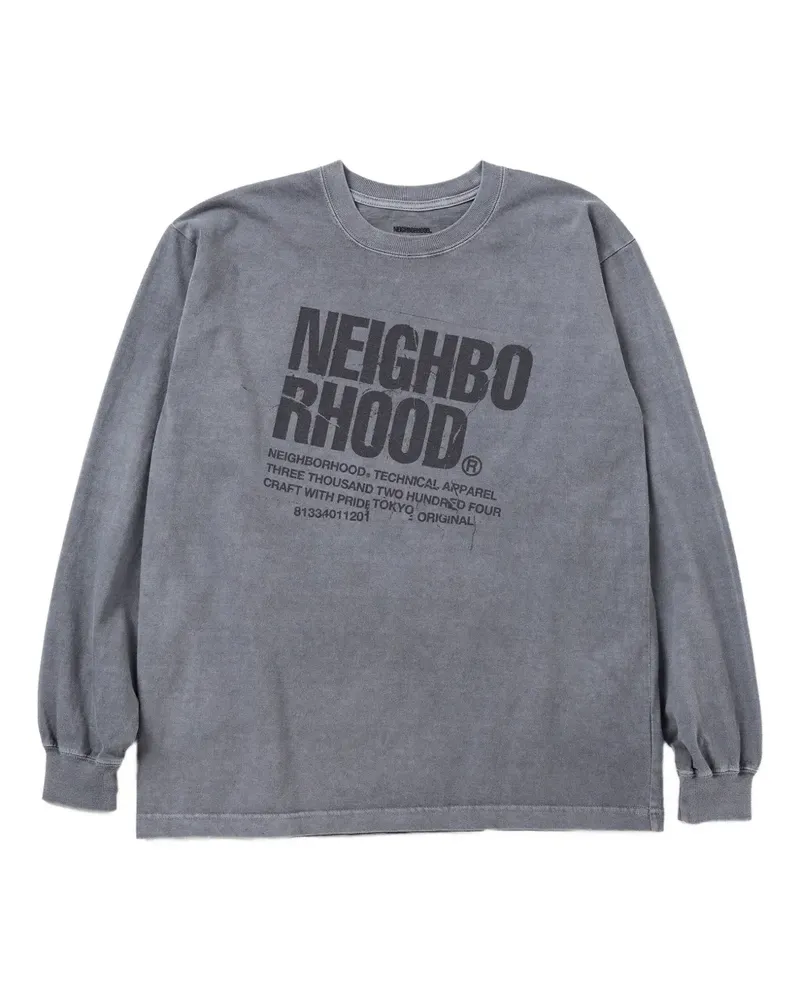 Neighborhood Langarmshirt mit grafischem Print - Grau Grau