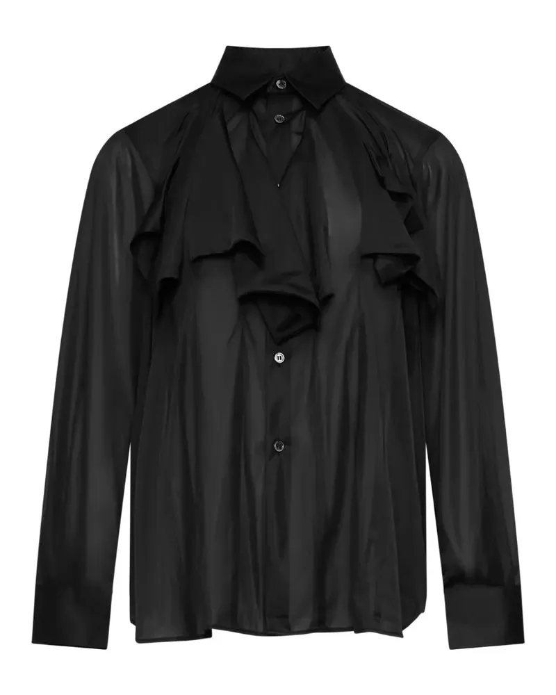 Comme des Garçons Gerüschtes Hemd mit Sheer-Effekt - Schwarz Schwarz