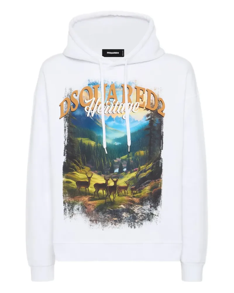 Dsquared2 Hoodie mit grafischem Print - Weiß Weiß