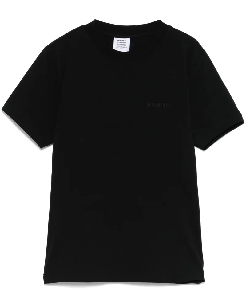 VETEMENTS T-Shirt mit Logo-Stickerei - Schwarz Schwarz