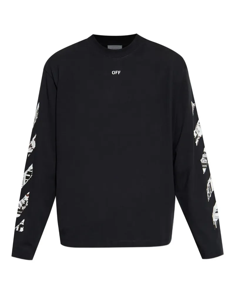 OFF-WHITE Langarmshirt mit grafischem Print - Schwarz Schwarz