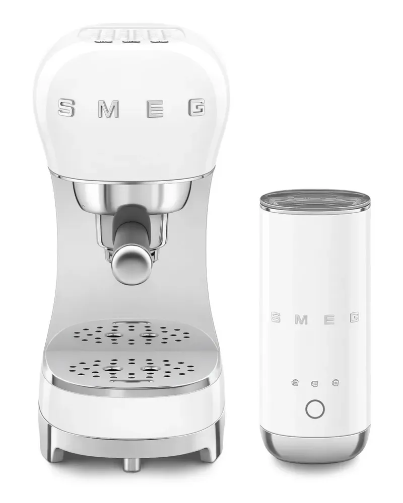 Smeg Anni 50 espresso machine and milk frother (33cm x 14.9cm x 32.9cm) - Weiß Weiß