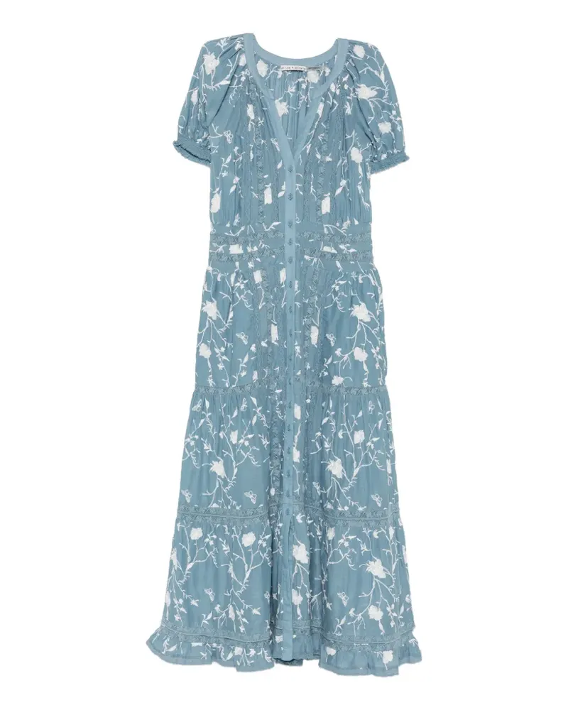 Alice + Olivia lace-trim floral-print maxi dress - Blau Blau