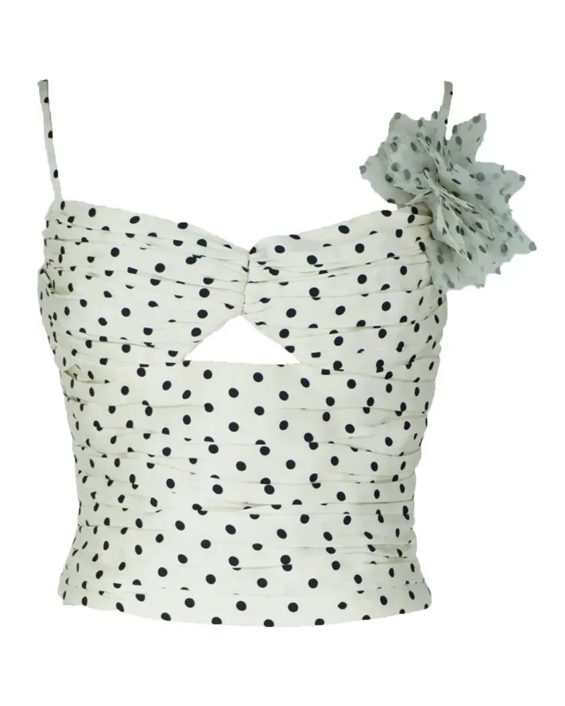 Self-Portrait Cropped-Top mit Polka Dots - Weiß Weiß