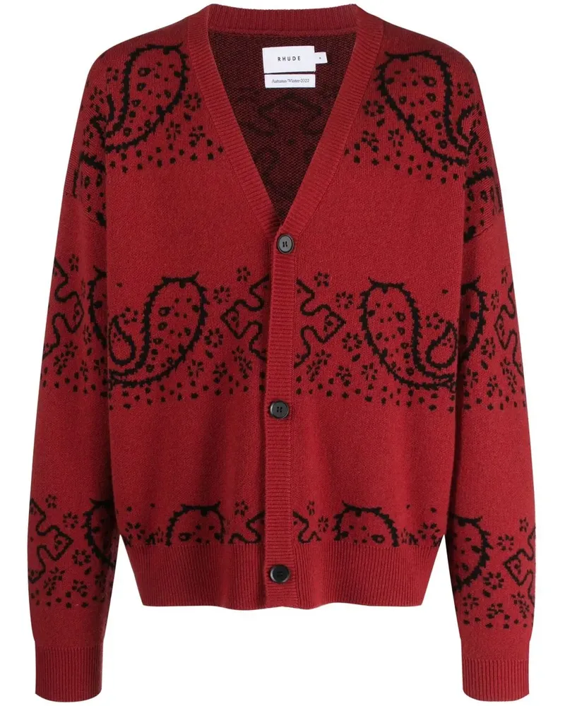 RHUDE Cardigan mit Bandana-Jacquardmuster - Rot Rot