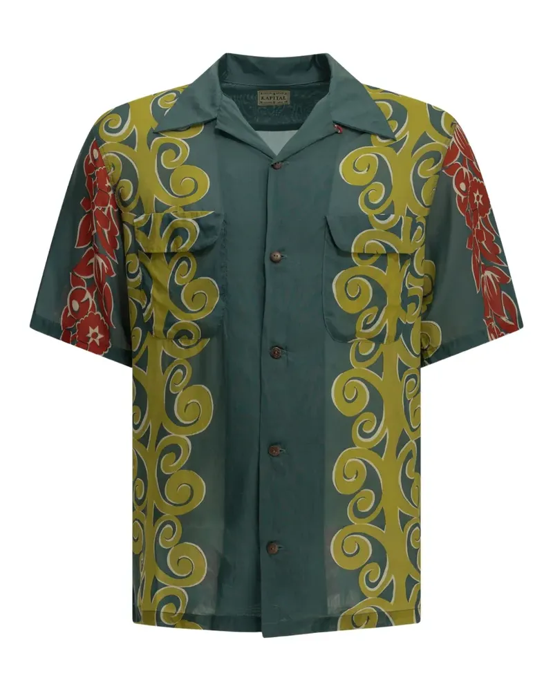 KAPITAL Kona Tree Hemd mit Blumenprint - Grün Grün