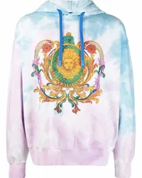 Versace Jeans Hoodie in Batikoptik mit Barocco-Print Blau