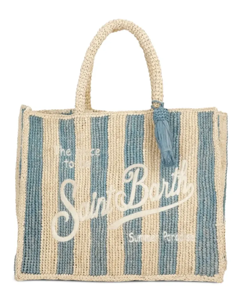 MC2 Saint Barth Colette striped embroidered tote bag - Nude Nude