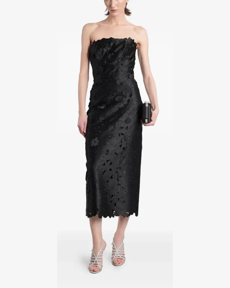 COSTARELLOS Astelle floral-lace strapless midi dress - Schwarz Schwarz