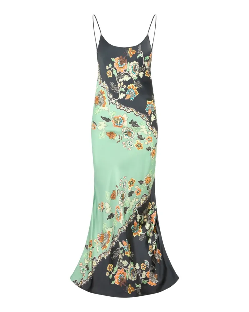 Roberto Cavalli floral-print backless maxi dress - Grün Grün