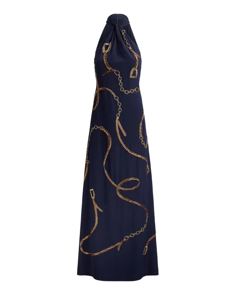 Ralph Lauren sequin-embellished halter-neck maxi dress - Blau Blau