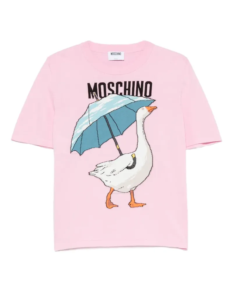 Moschino goose-intarsia short-sleeve top - Rosa Rosa