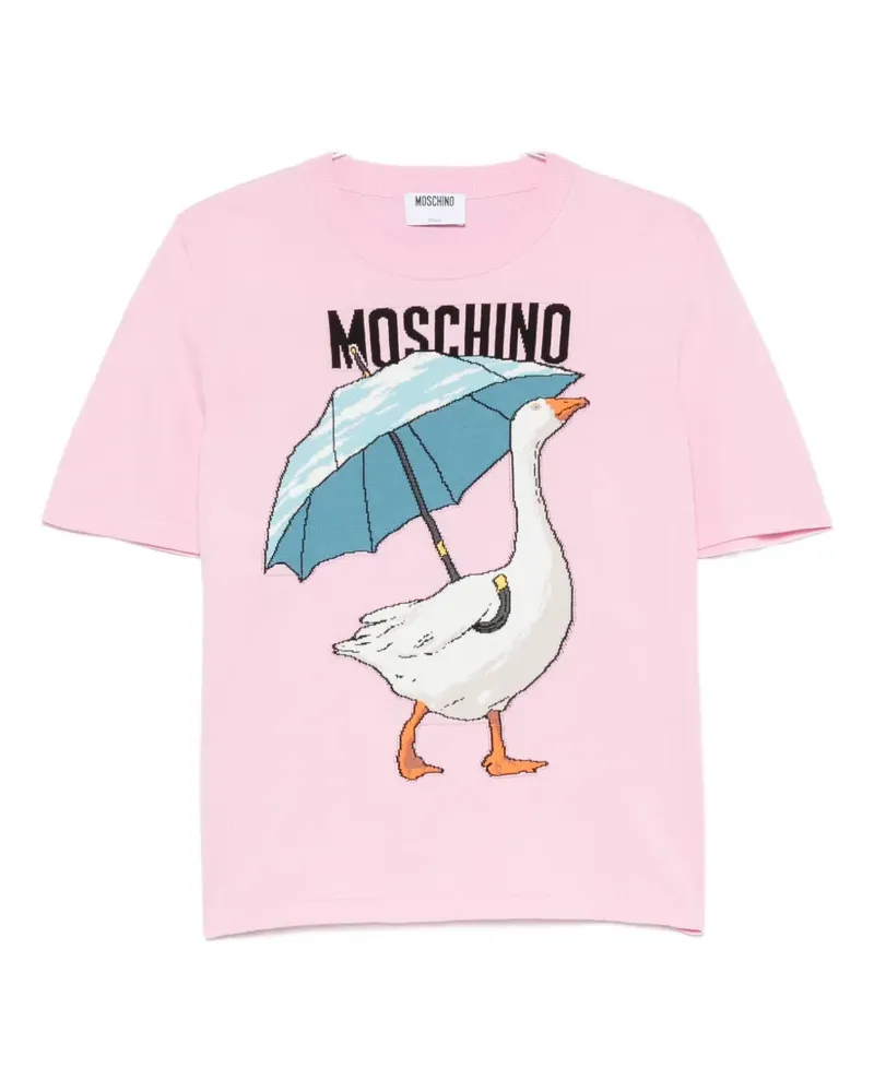 Moschino goose-intarsia short-sleeve top - Rosa Rosa