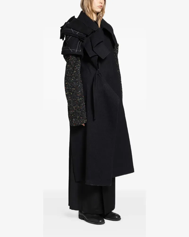 Yohji Yamamoto double-layered belted coat - Schwarz Schwarz
