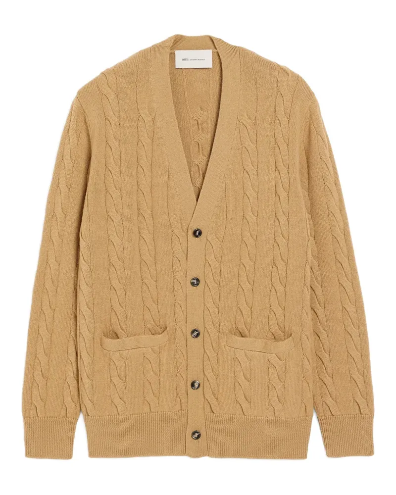 AMI Paris Strickjacke mit Zopfmuster - Braun Braun