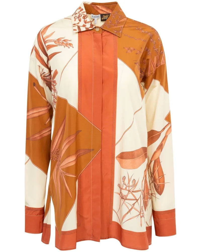Loewe Seidenhemd mit grafischem Print - Orange Orange