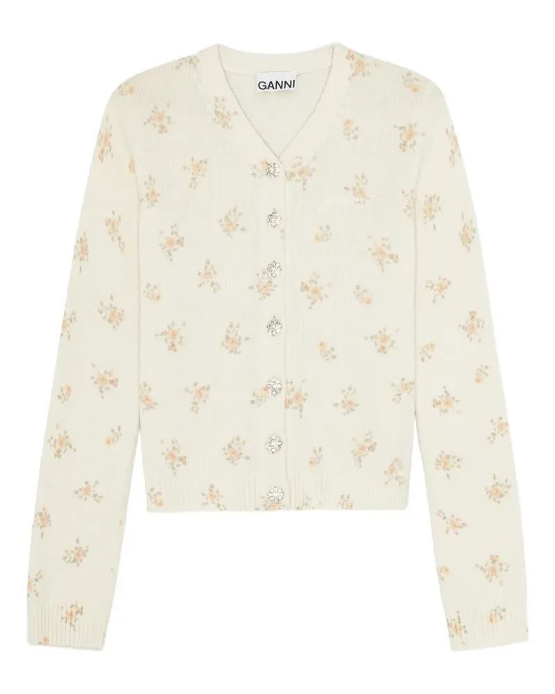 Ganni Floraler Cardigan - Nude Nude