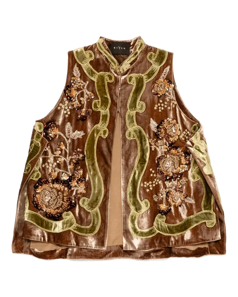 Biyan sequin-embellished velvet waistcoat - Braun Braun