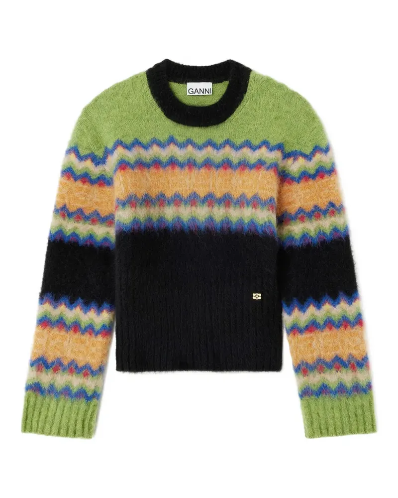 Ganni Pullover aus Fair-Isle-Alpaka - Grün Grün