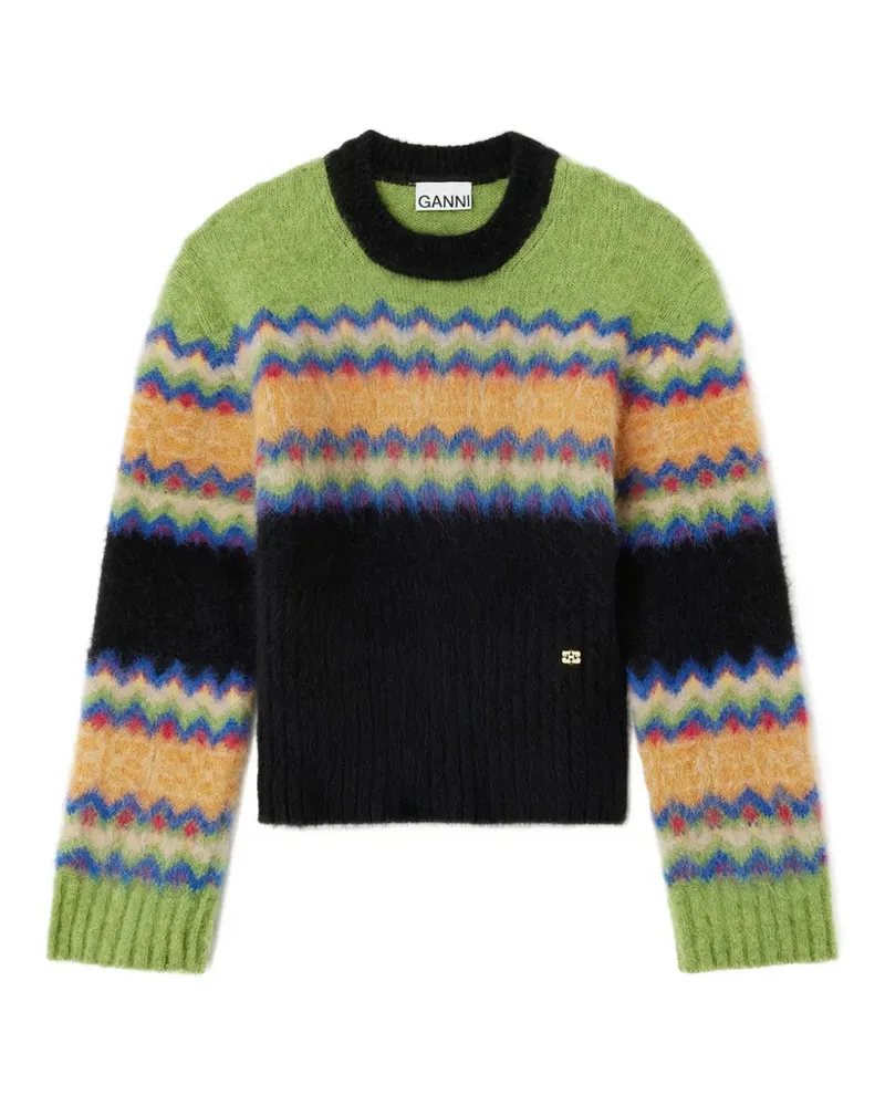 Ganni Pullover aus Fair-Isle-Alpaka - Grün Grün
