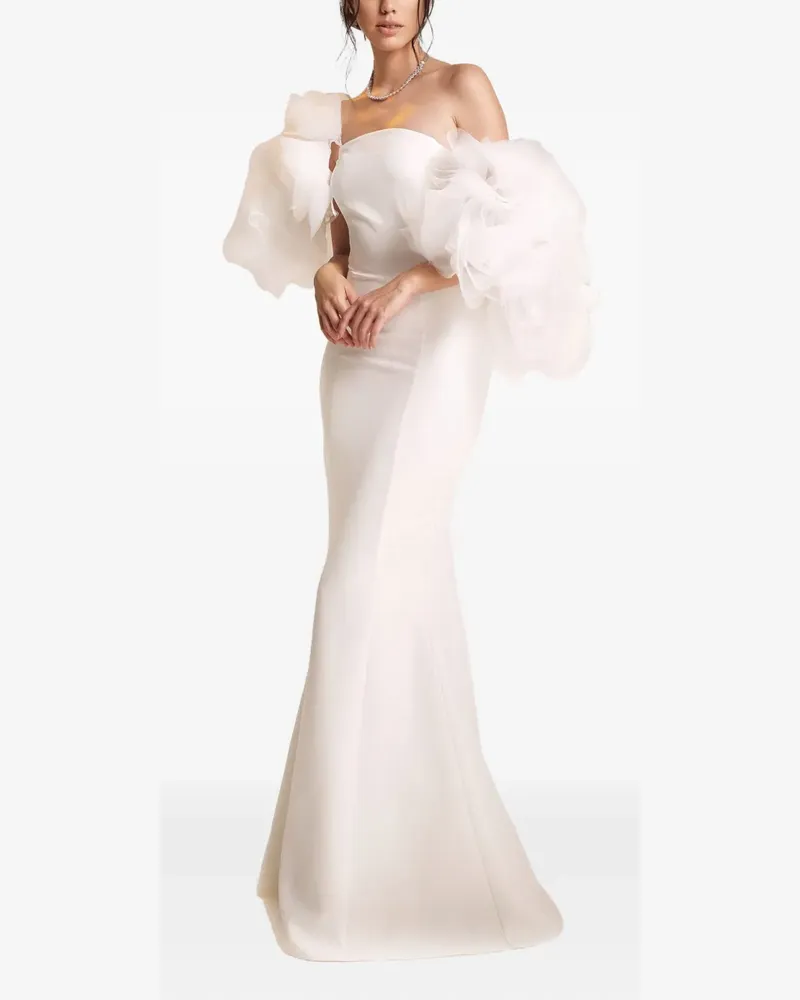 Ana Radu Schulterfreies Kleid mit Rüschen - Weiß Weiß