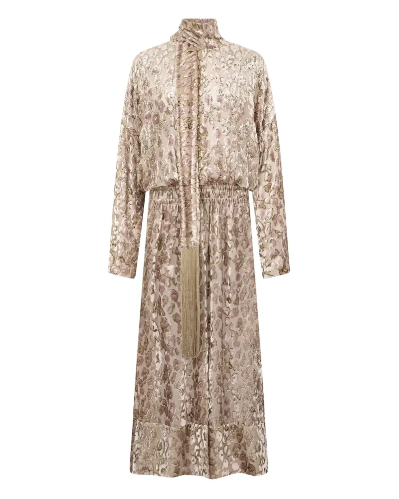 Roberto Cavalli Quasten-Maxikleid mit Animal-Print - Rosa Rosa