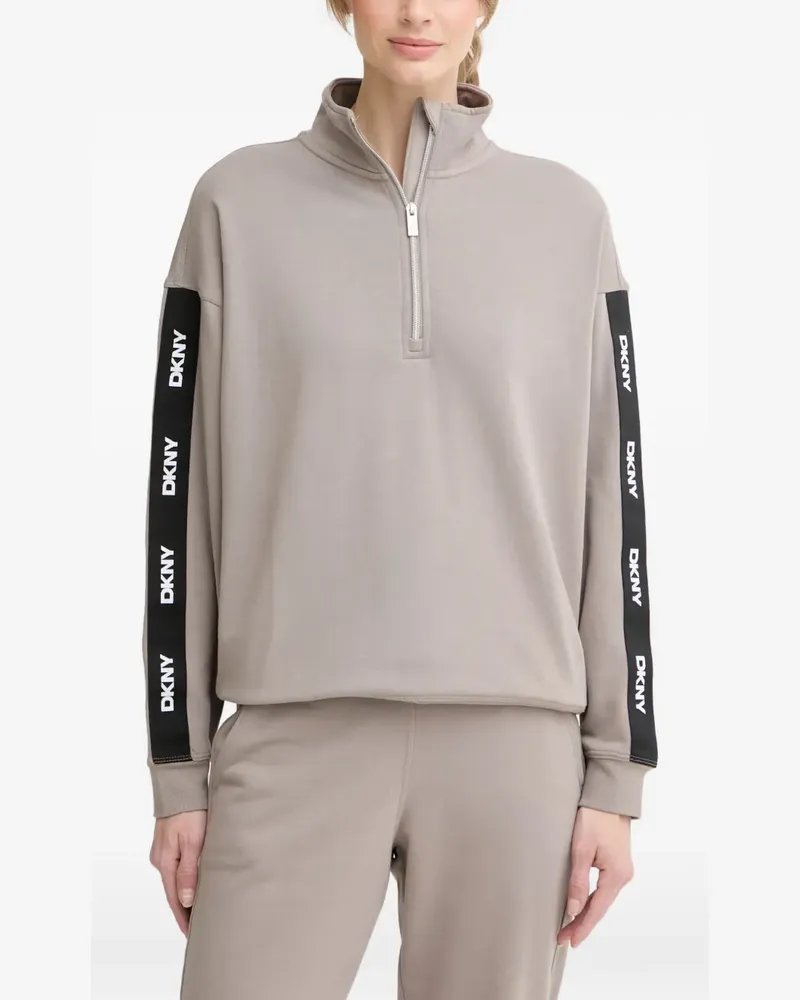 DKNY logo-tape quarter-zip sweatshirt - Nude Nude