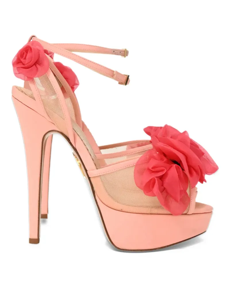 Charlotte Olympia Fleur floral-applique platform sandals - Rosa Rosa
