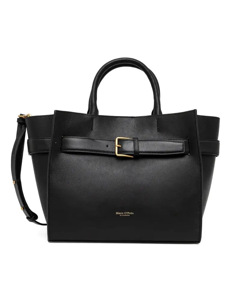 Marc O'Polo Medium Shopper Tote Bag mit Schnallenverschluss - Schwarz Schwarz