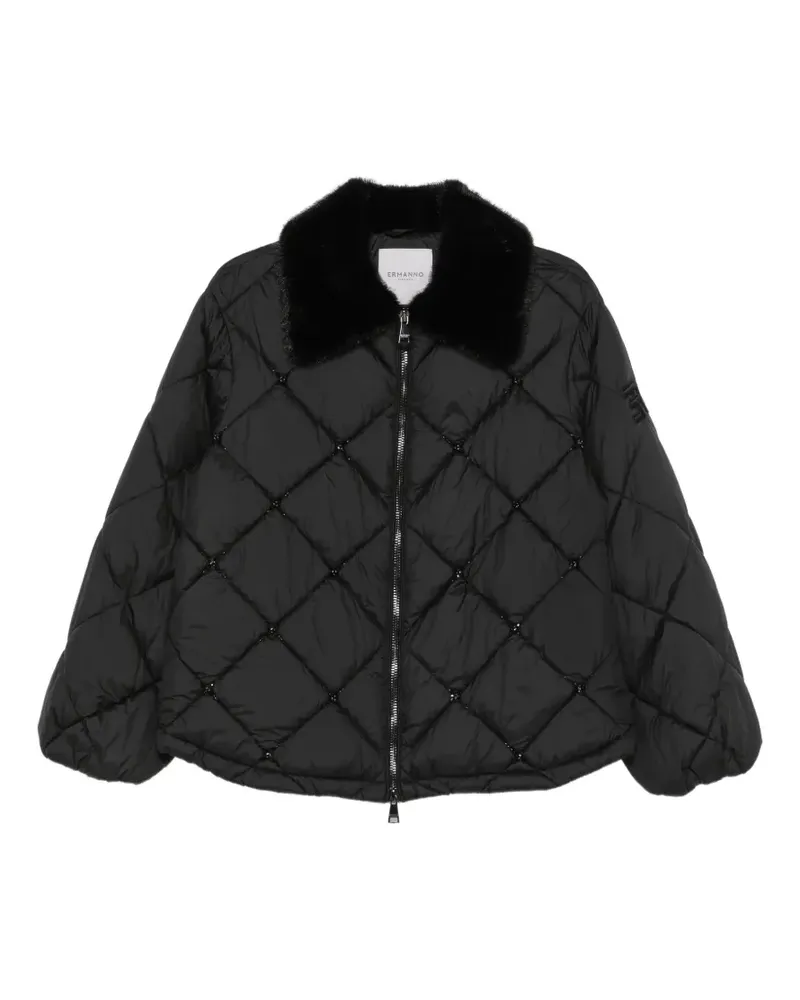 Ermanno Scervino Gesteppte Jacke mit Kragen aus Faux Fur - Schwarz Schwarz