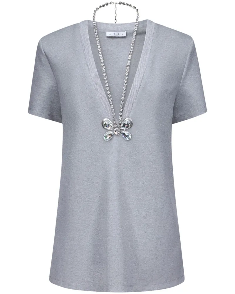 Area T-Shirtkleid mit Schmetterling-Anhänger - Grau Grau