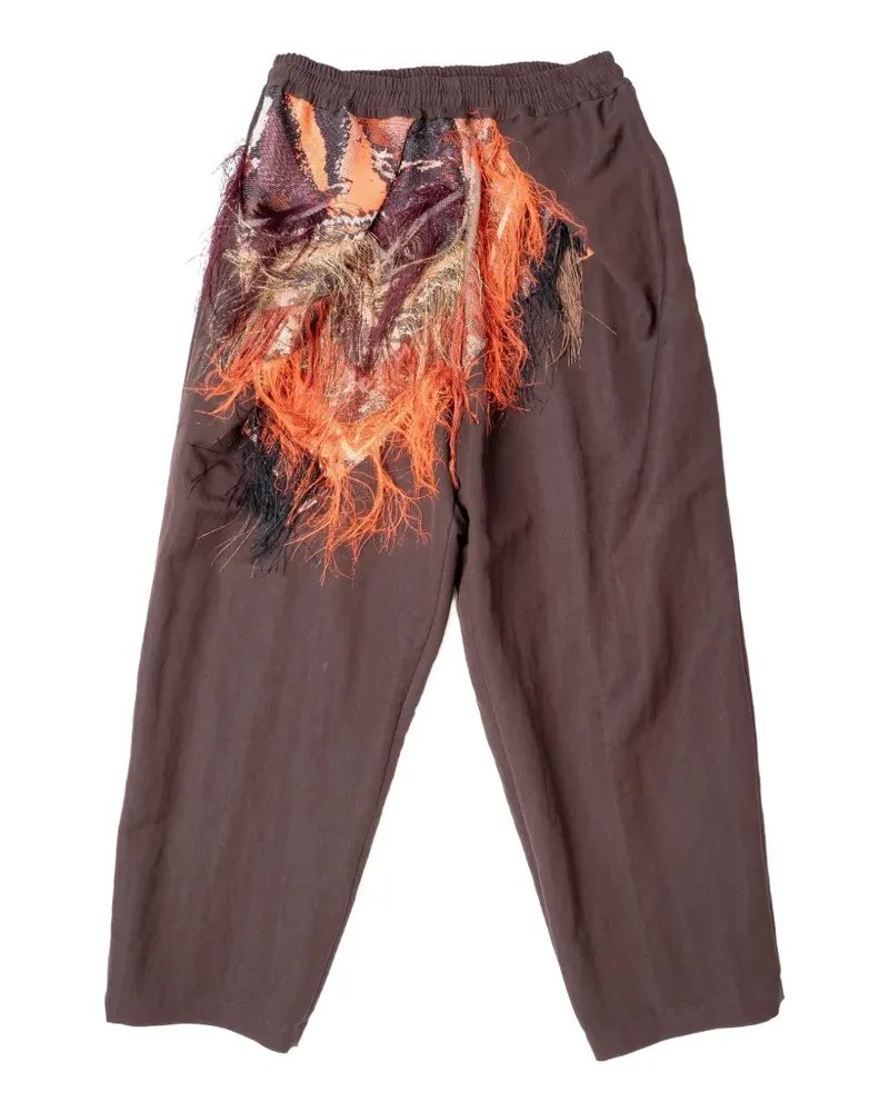 Yoshio Kubo Malhia Kent Jacquard-Hose mit Fransen - Braun Braun