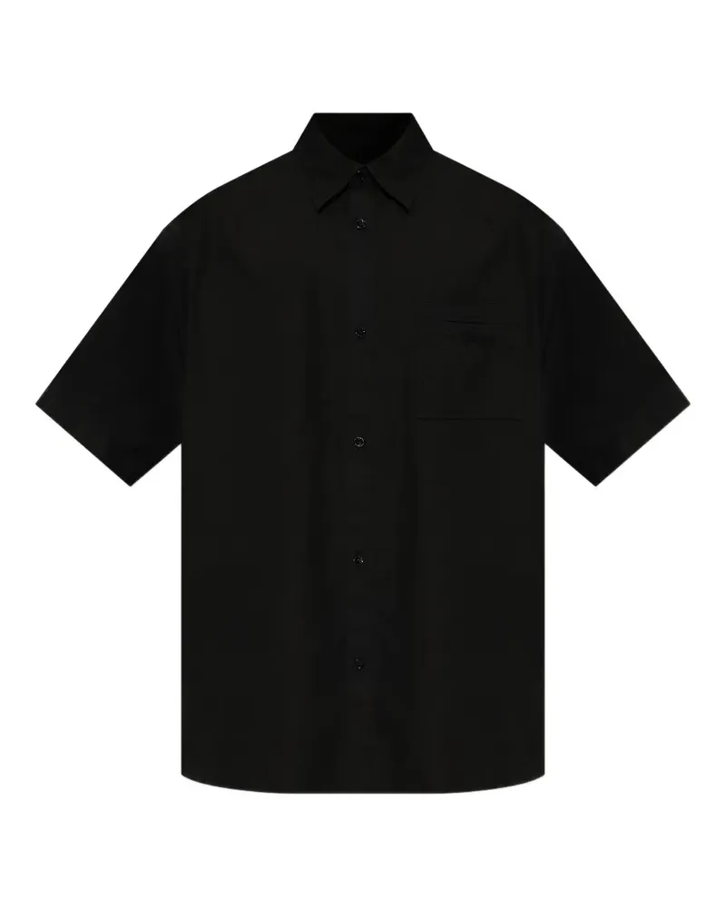 Iceberg logo-embroidered chest-pocket shirt - Schwarz Schwarz