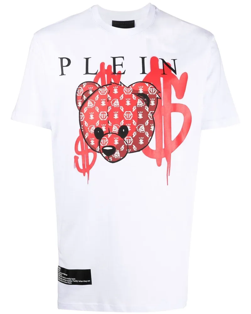Philipp Plein T-Shirt mit Teddy-Print - Weiß Weiß