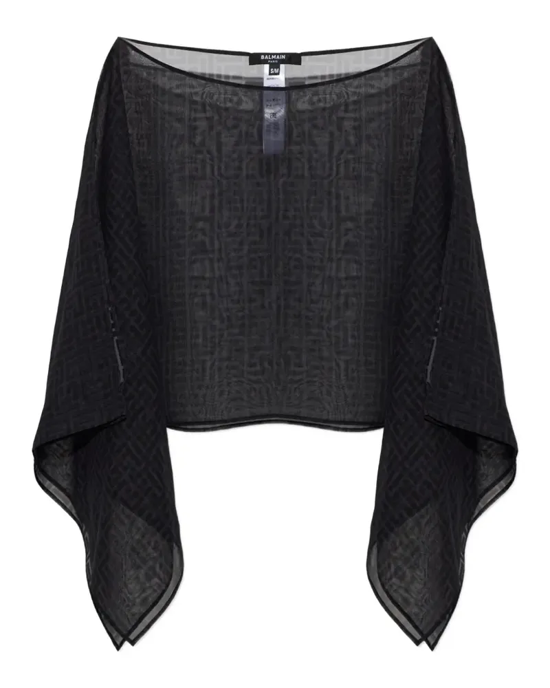 Balmain monogram beach top in chiffon - Schwarz Schwarz